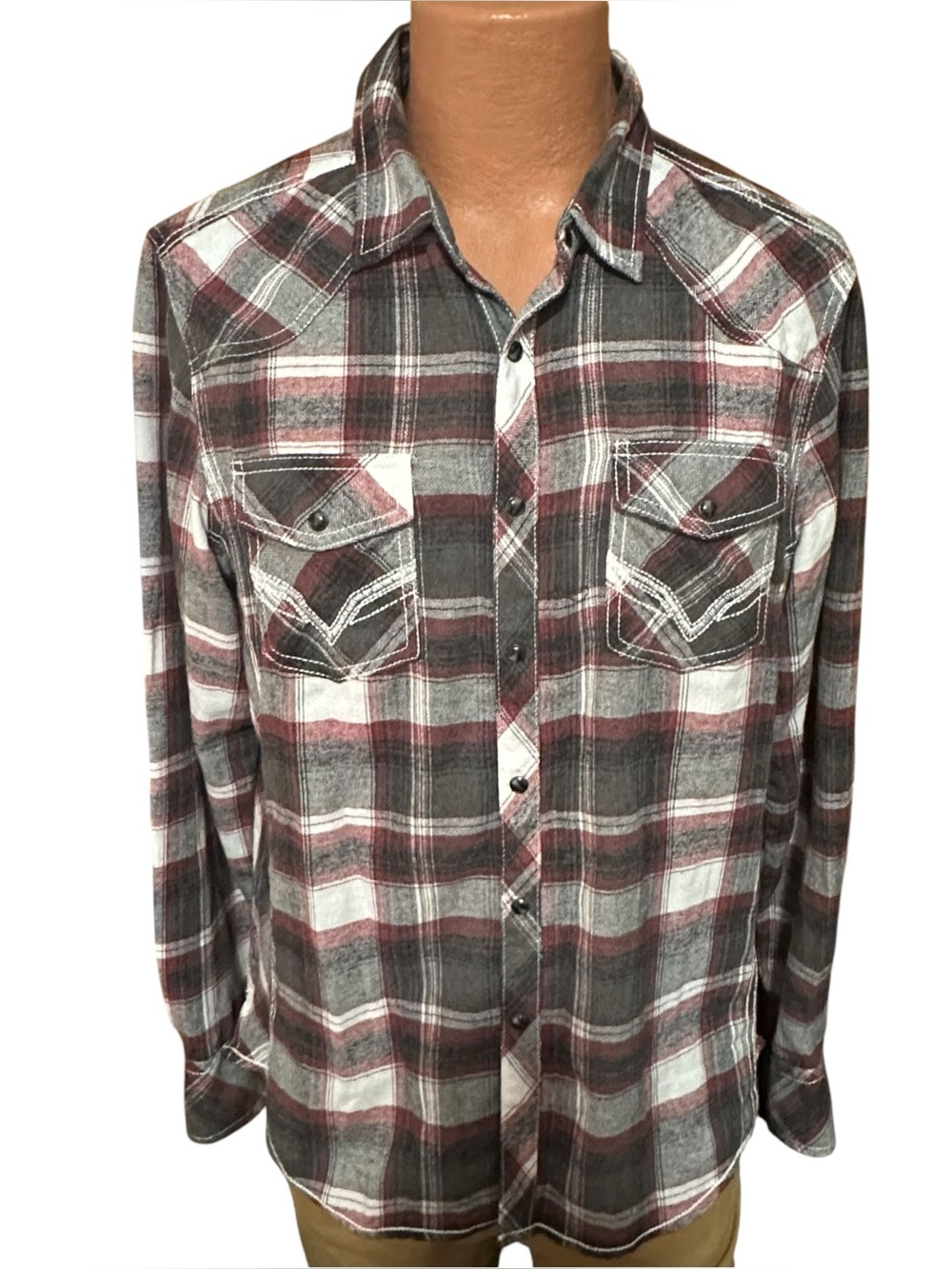 Men’s BKE Brushed Plaid Athletic Shirt Sz Large